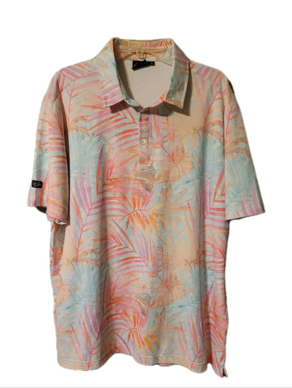 Sunday Swagger Shirt Men's XL Pastel Tropical Palm Polo Golf Resortwear